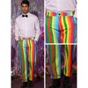 Lars Amadeus Men's Regular Fit Flat Front Color Block Rainbow Striped Trousers - 4 of 4