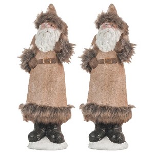 Gulches Series  Red and White Shatterproof Standing Santa with Lantern and Bag Holiday Ornament - 1 of 4
