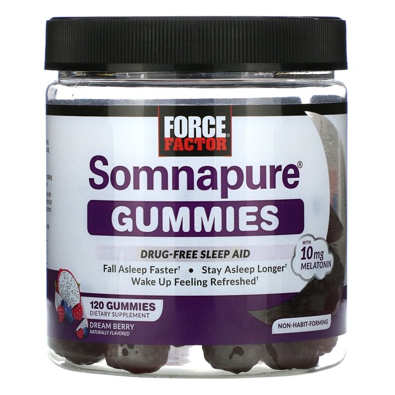 Force Factor Somnapure Gummies, Melatonin, Dream Berry, 5 mg, 120 Gummies, 1 of 3