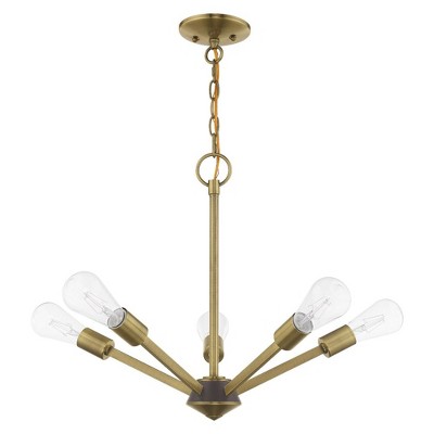 Antique Brass Sputnik 5-Light Chandelier with Edison Filament