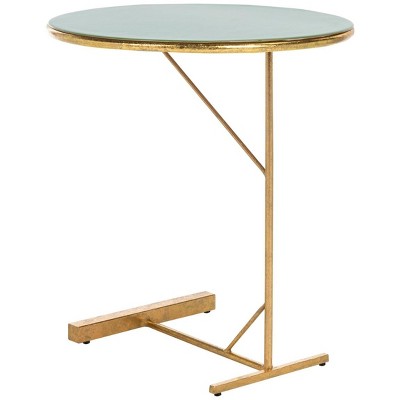 Hunter Green and Gold Metal Round C Table