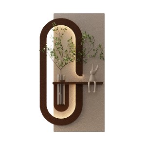 Vynxaria 3-Color LED Sandstone Wall Decor with Simulated Green Plants, 3D Sculpture, Glass Vase, Rabbit Statue, for Living Room, Bedroom, Hallway - 1 of 4
