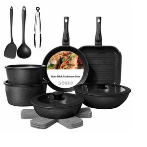 Itopfox 20-Piece Non-Stick Cookware Set with Detachable Handles, Stackable Pots and Pans for Induction, Oven Safe, Dishwasher Safe, Granite Coating - 1 of 4