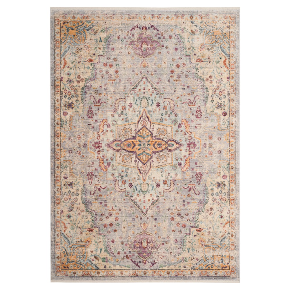 Lilac/Light Gray Medallion Loomed Accent Rug 4'x6' - Safavieh