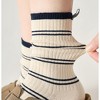 Anna-Kaci Women's Minimalist Stripe Crew Socks 3-Pack Ribbed and Patterned Design in Neutral Tones - 3 of 4