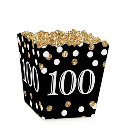 Big Dot of Happiness Adult 100th Birthday - Gold - Party Mini Favor Boxes - Birthday Party Treat Candy Boxes - Set of 12