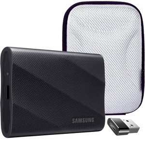 Samsung 4TB Portable SSD T9 USB 3.2 Gen2x2; Black; MU-PG4T0B with Accessory Bundle - 1 of 4