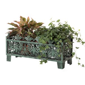 Gardenised Outdoor Living Butterfly Rectangle Plant Stand, Flower Planting Pot, Antique Green - 1 of 4
