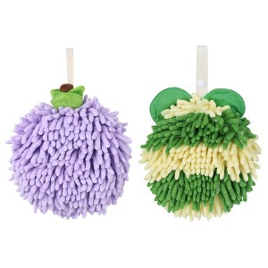 REGALWOVEN 2 Pcs Cute Soft Absorbent Chenille Ball Fuzzy Hand Towel - 1 of 4