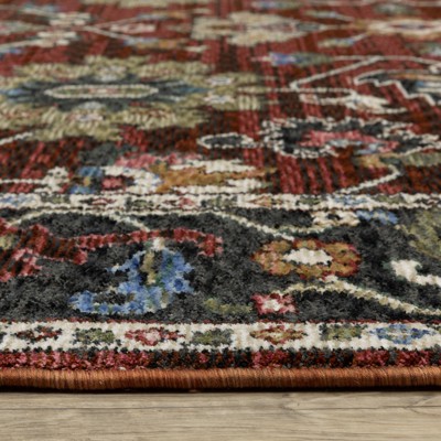 Hastings Red and Multi Synthetic Rectangular Area Rug 5'3" x 7'6"