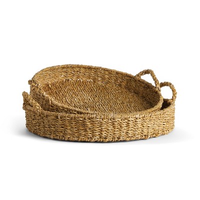 Plum & Post Seagrass Round Trays, Set Of 2