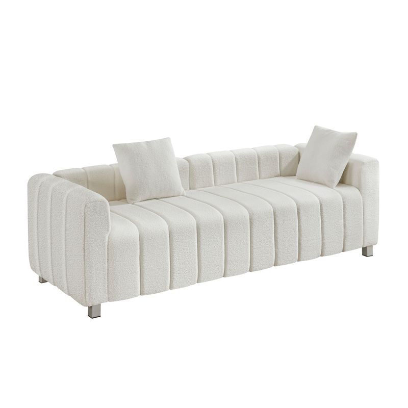 82" Teddy Velvet Upholstered Loveseat Sofa, 2-3 Seat Couch with Striped Decoration-ModernLuxe, 2 of 14