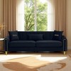 87.4'' Plush Fabric 3-Seater Sofa with High-Resilience Foam, Pocket Springs, Metal Legs, Plush Upholstery, and Modern Design - 2 of 4