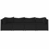 vidaXL 4-Piece Black Patio Lounge Set - Weather Resistant Poly Rattan Outdoor Furniture - Includes Thickly Padded Cushions and a Sturdy Steel Frame - 3 of 4