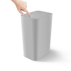 LunaLulinlk Bathroom Trash Can with Lid 4.0 Gallon Small Garbage Can with Press Top Lid, Plastic Wastebasket with Pop-up Lid Grey - 1 of 4