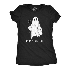 Womens For You Boo T Shirt Funny Halloween Bedsheet Ghost Flower Joke Tee For Ladies - Crazy Dog Women's T Shirt - 1 of 4