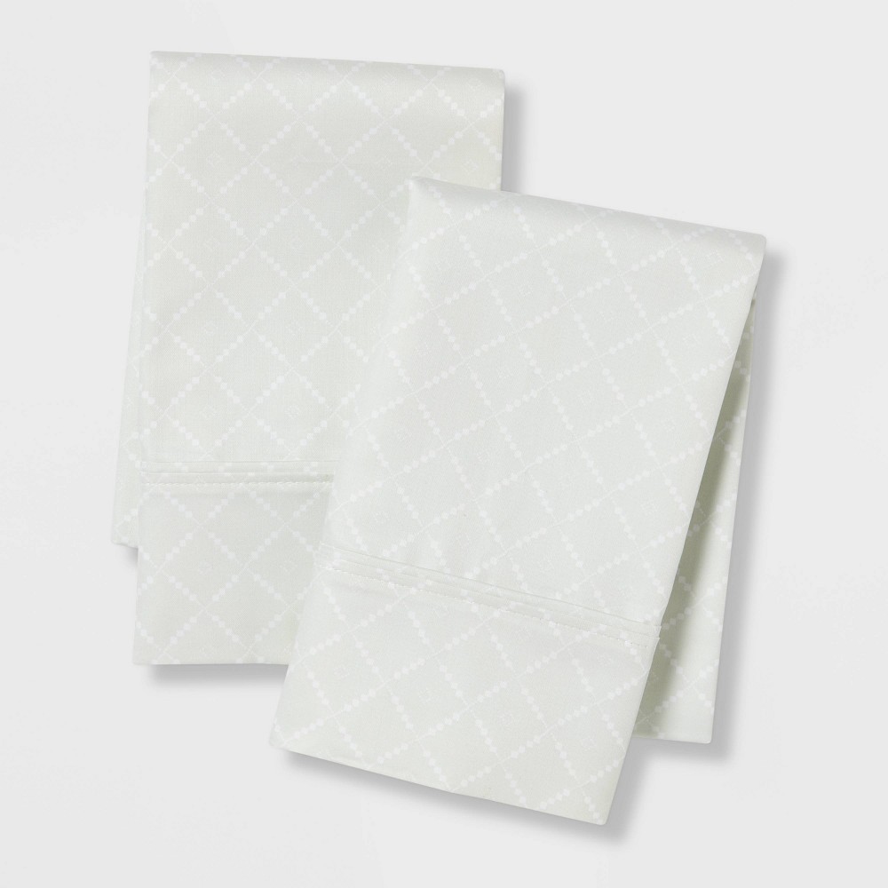 King Printed Performance 400 Thread Count Pillowcase Set Mint Diamond - Threshold™: Cotton Sateen, Machine Washable, 2-Pack