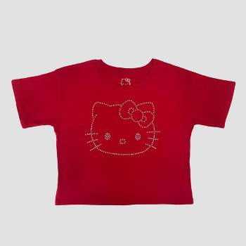 Girls' Hello Kitty Rhinestone Short Sleeve Graphic T-Shirt - Red