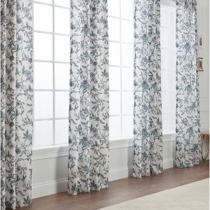 Chanasya 2pk Toile Print Faux Linen Semi Sheer Window Curtain Panels - Set of 2 - 1 of 4