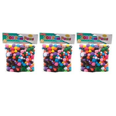 Charles Leonard Pom-Poms, 1/2, Hot Colors, 100 per Pack, 12 Packs