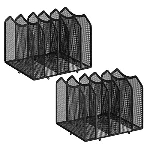 Simple Trending 2 Pack Mesh Desktop File Sorter Organizer, 5-Section Bookshelf for Desk Home Office, Black - 1 of 4