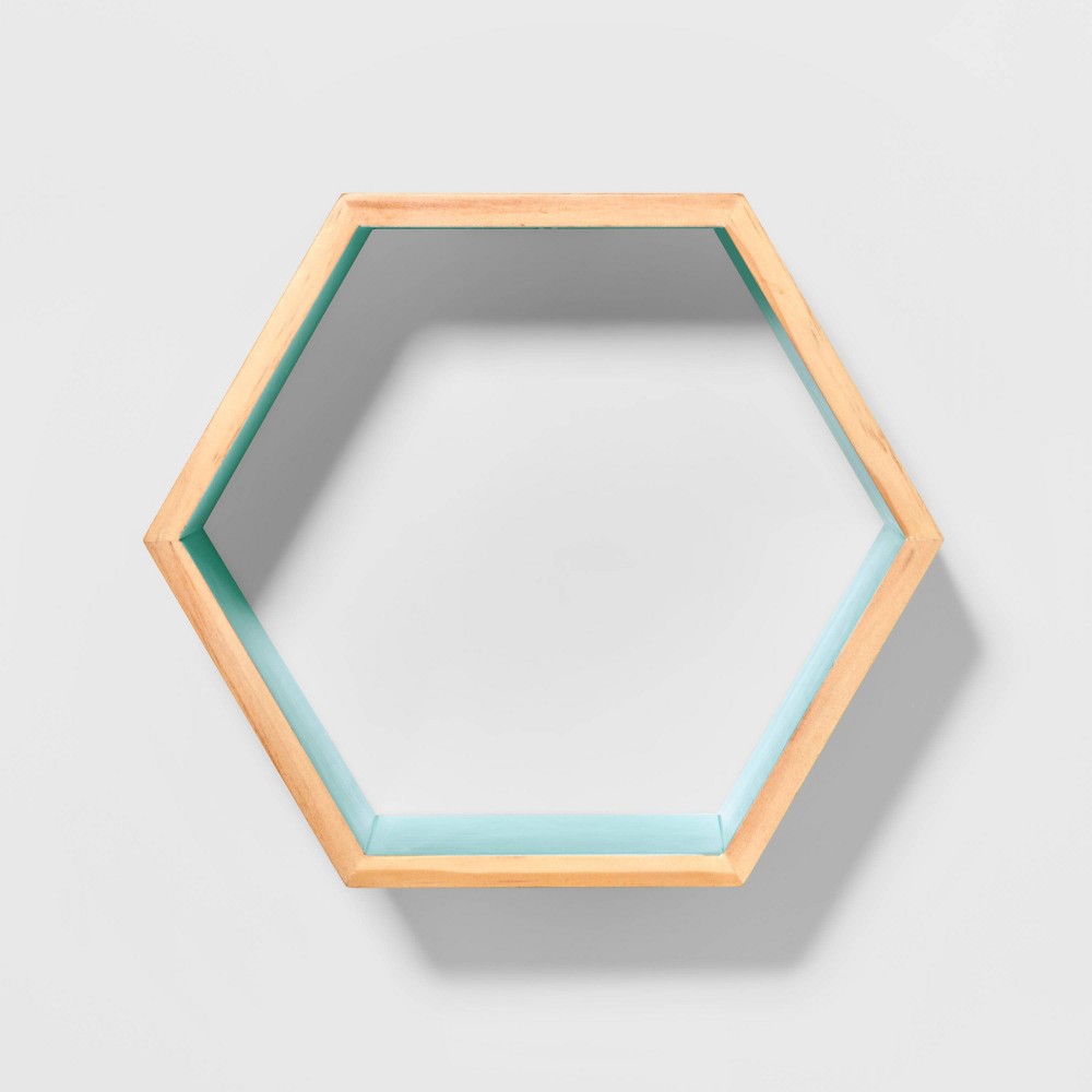 Natural Wood Hexagon Shelf Mint - Pillowfort