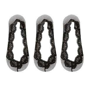 Anna-Kaci Women's 3-Pack Low Cut Lace Liner Socks with Non-Slip Heel Grip No Show Design - 1 of 3