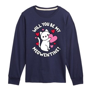 Boys' - Instant Message - Valentine's Day Be My Meowentine Long Sleeve Graphic T-Shirt - 1 of 4
