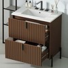 30" Freestanding Bathroom Vanity with Ceramic Sink, Smart Storage, Soft Close Drawers, Handcrafted Fluted Design, and 8.5" Legs - 2 of 4