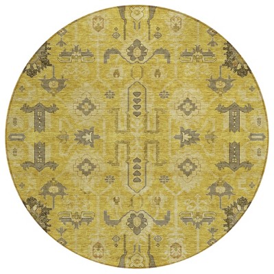 Gold Wheat And Gray Oriental Washable Indoor Outdoor Area Rug