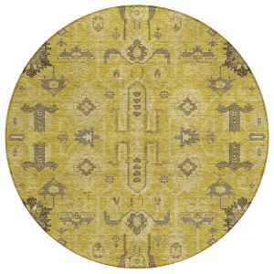Gold Wheat And Gray Oriental Washable Indoor Outdoor Area Rug - 1 of 4