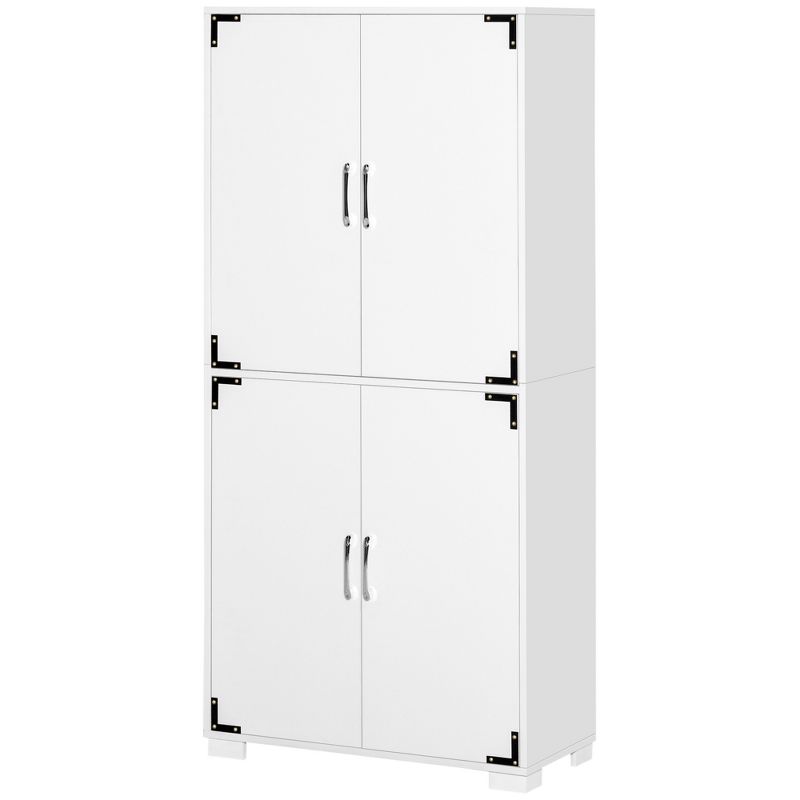 HOMCOM Industrial Style 4-Door Cabinet Pantry Cupboard with Storage Shelves for Bedroom and Living Room, 4 of 7