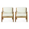 Acacia Wood Outdoor Club Chair with Slatted Back and Water-Resistant Cushion for Patio or Garden-Baofuwish - 3 of 4