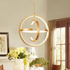 POWLIG 3-Light Gold Modern Dimmable LED Pendant Light with Adjustable Height for Dining Room Living Room - 1 of 4