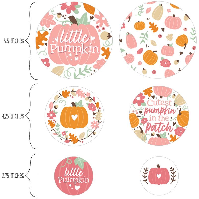Big Dot of Happiness Girl Little Pumpkin - Fall Birthday Party or Baby Shower Giant Circle Confetti - Party Decorations - Large Confetti 27 Count, 2 of 8