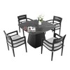 Christopher Knight Home Patio Elsie 5 Piece Aluminum and Sintered Stone Dining Set with Sunbrella Cushions - 2 of 4
