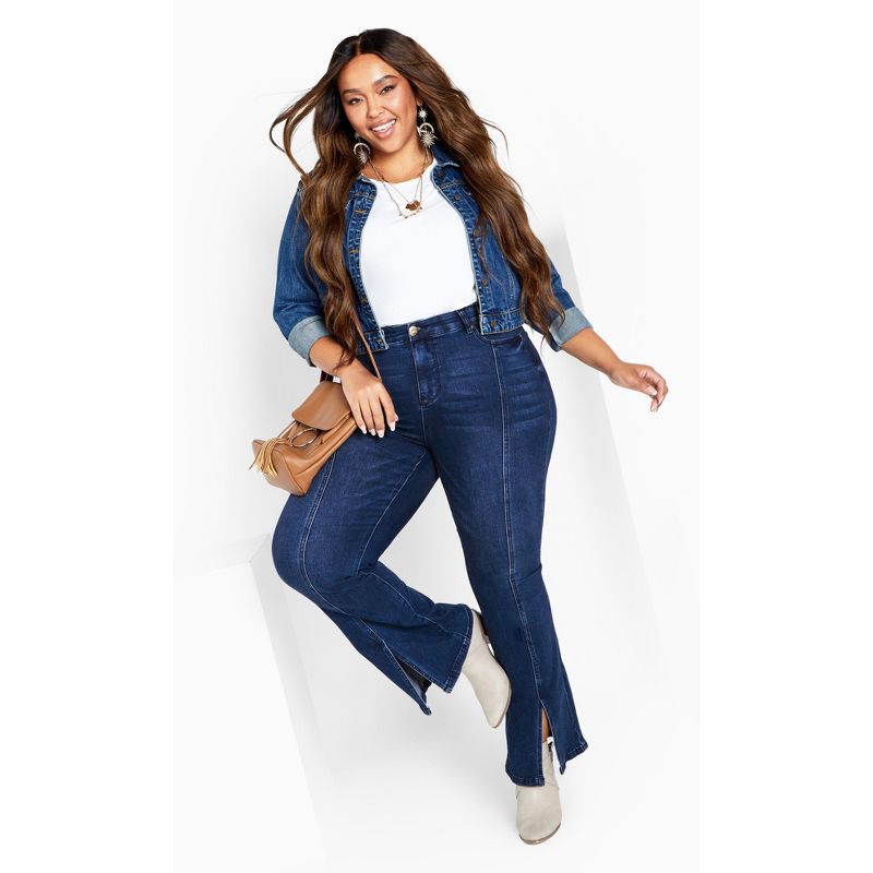 Women's Plus Size Ebony Flare Jean - indigo | AVEOLOGY, 1 of 7