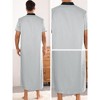 Lars Amadeus Men's Band Collar Short Sleeves Contrast Color Nightshirt - 4 of 4