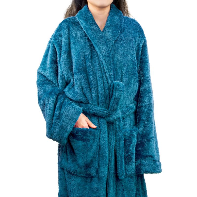 PAVILIA Premium Womens Plush Soft Robe Fluffy Warm, Fleece Faux Shearling Shaggy Bathrobe, 3 of 9