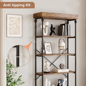 Industrial Bookshelf Tall Bookcase 6 Tier Storage Open Rack Shelf - 1 of 4