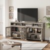 Homhougo Farmhouse TV Stand for 81 Inch, Mid Century Modern Entertainment Center with LED Lights and Storage Gray - 3 of 4