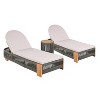 Christopher Knight Home Lariya 3 Piece Outdoor Acacia Wood Chaise Lounge and Side Table Chat Set - 2 of 4