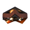 PAKOKULA Farmhouse Rustic 16.6 in. 2-Light Black Square Metal Flush Mount with Wooden Shade - 4 of 4