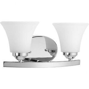 Progress Lighting Adorn Collection 2-Light Bath Fixture, Polished Chrome, Tapered Glass Shades - 1 of 2