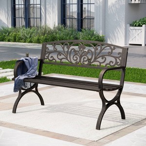 Two Seat Steel Porch Swing with Apple Shaped Back - Captiva Designs - 1 of 4