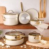 Bloomhouse 15 Piece Pots and Pans Heavy Duty Aluminum Premium PFA Free Ceramic Nonstick Dutch Oven Pot with Lid - Linen White with Gold Handle - 2 of 4