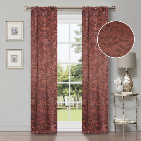 Modern Bohemian Leaves Room Darkening Semi-Blackout Curtains, Set of 2 by Blue Nile Mills - image 1 of 3