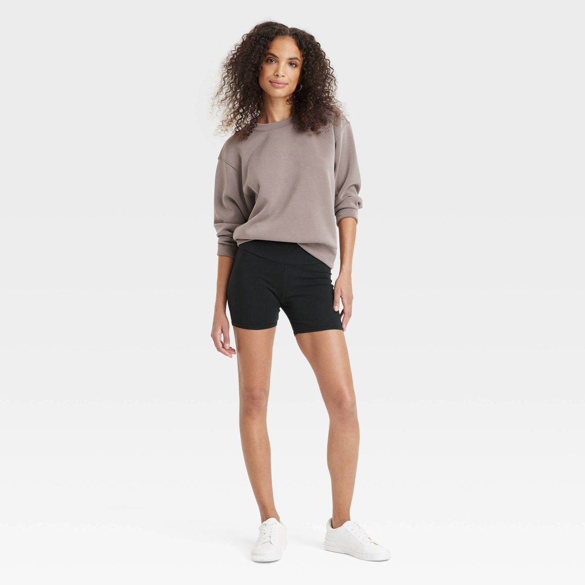 Women's High Rise Cotton 5" Inseam Bike Shorts - A New Day™ Black - thumbnail 3