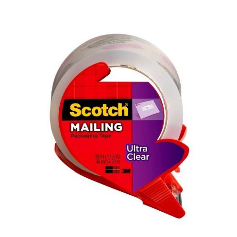 Scotch Ultra Clear Mailing Packaging Tape With Dispenser 1.88 X 54yd :  Target