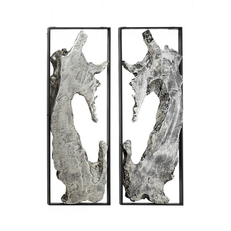 Set of 2 Magnesium Oxide Abstract Handmade Live Edge Wall Decors with Black Frame Silver - Olivia &#38; May, 4 of 7